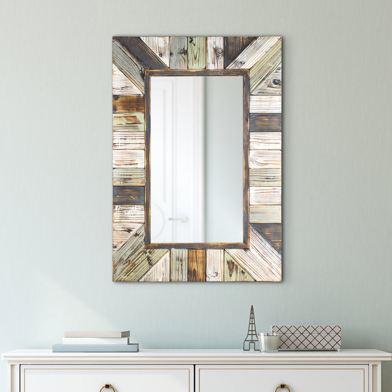 Union Rustic Whitlock Rustic Wood Plank Rectangular Framed Wall Mirror